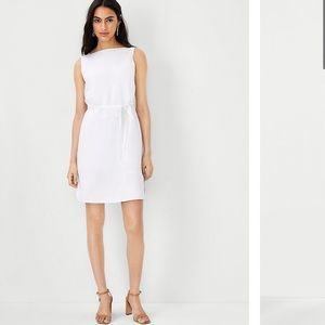 NWT Ann Taylor linen blend white tie dress XSP